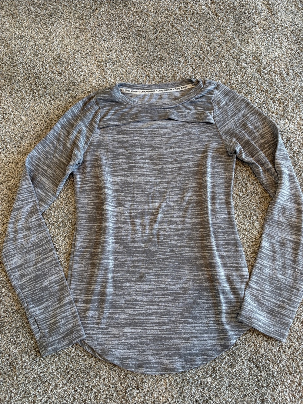 Juicy Couture Heathered Gray Long Sleeve Crew Top